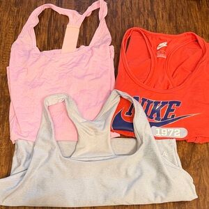 Nike Women's Tank Tops - Pink, Reddish orange, and Gray blue sports bra